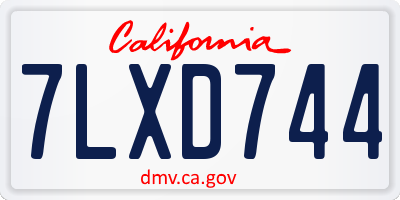 CA license plate 7LXD744