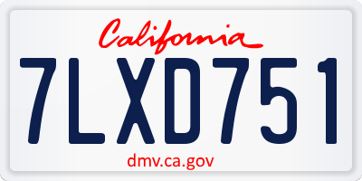 CA license plate 7LXD751