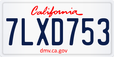 CA license plate 7LXD753