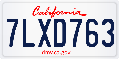 CA license plate 7LXD763