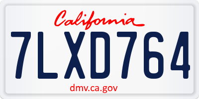 CA license plate 7LXD764