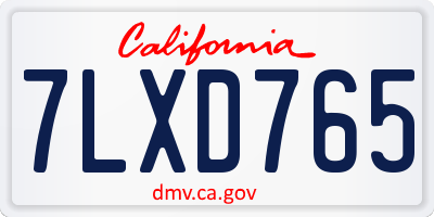 CA license plate 7LXD765