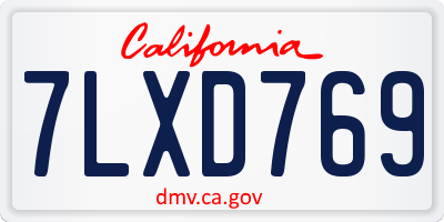 CA license plate 7LXD769