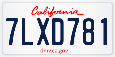 CA license plate 7LXD781