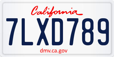 CA license plate 7LXD789