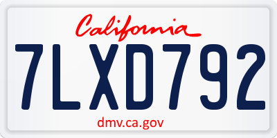 CA license plate 7LXD792
