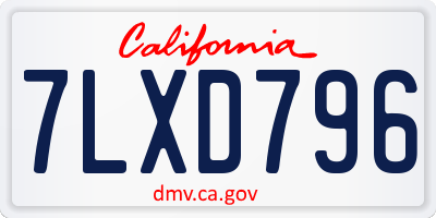 CA license plate 7LXD796