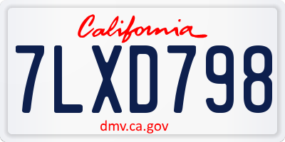 CA license plate 7LXD798