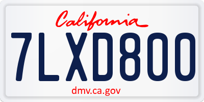 CA license plate 7LXD800