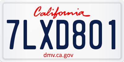 CA license plate 7LXD801