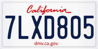 CA license plate 7LXD805