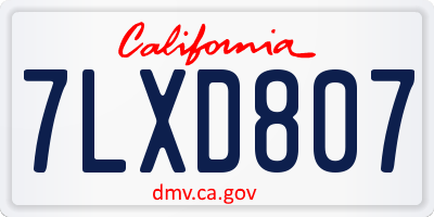 CA license plate 7LXD807