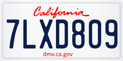 CA license plate 7LXD809