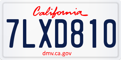 CA license plate 7LXD810