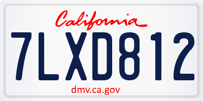 CA license plate 7LXD812