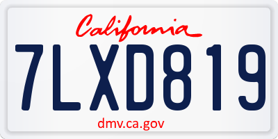 CA license plate 7LXD819