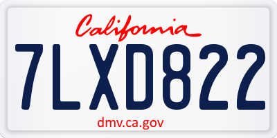 CA license plate 7LXD822