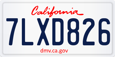CA license plate 7LXD826