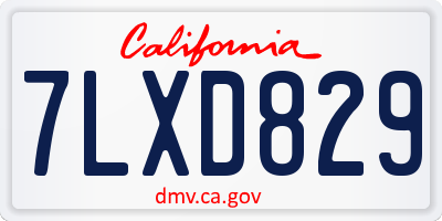 CA license plate 7LXD829