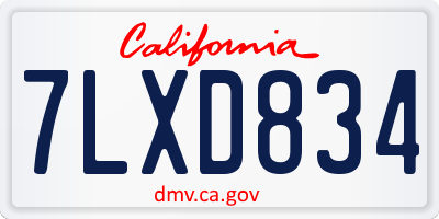 CA license plate 7LXD834