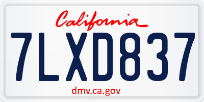 CA license plate 7LXD837