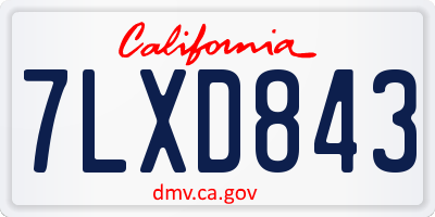 CA license plate 7LXD843