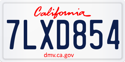 CA license plate 7LXD854