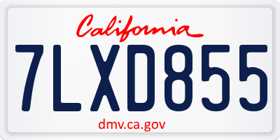 CA license plate 7LXD855