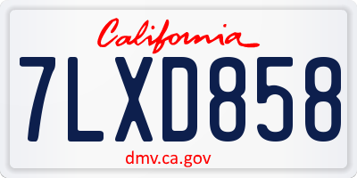 CA license plate 7LXD858
