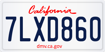 CA license plate 7LXD860