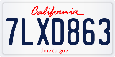 CA license plate 7LXD863