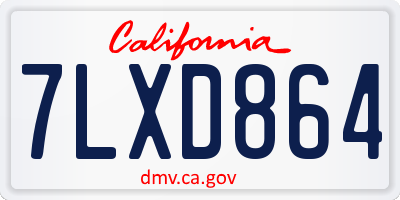 CA license plate 7LXD864