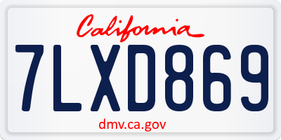 CA license plate 7LXD869