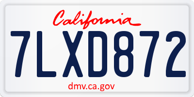 CA license plate 7LXD872