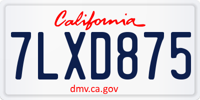 CA license plate 7LXD875