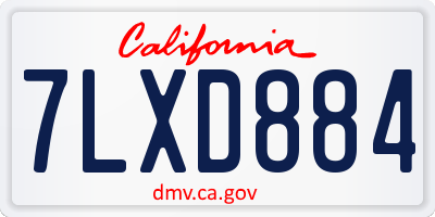 CA license plate 7LXD884