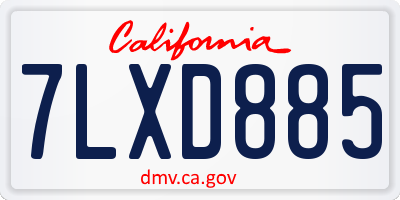 CA license plate 7LXD885