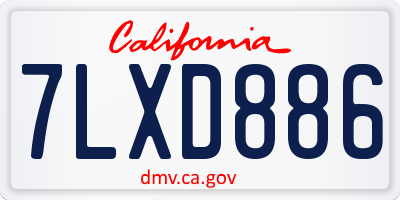 CA license plate 7LXD886