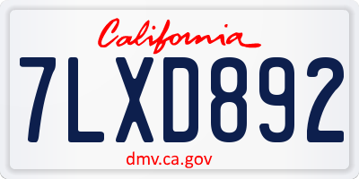CA license plate 7LXD892