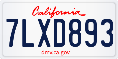 CA license plate 7LXD893