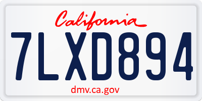 CA license plate 7LXD894
