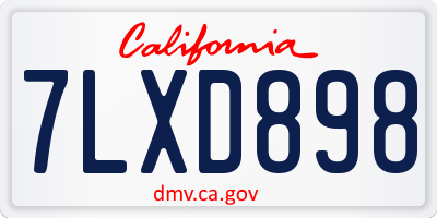 CA license plate 7LXD898
