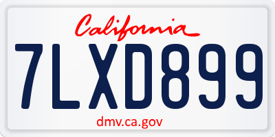 CA license plate 7LXD899