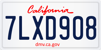 CA license plate 7LXD908