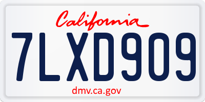 CA license plate 7LXD909
