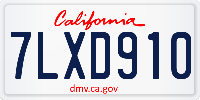 CA license plate 7LXD910