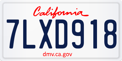 CA license plate 7LXD918