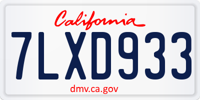 CA license plate 7LXD933