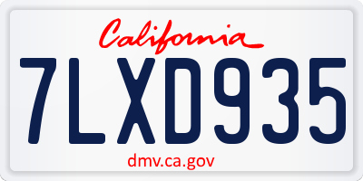 CA license plate 7LXD935