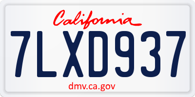 CA license plate 7LXD937